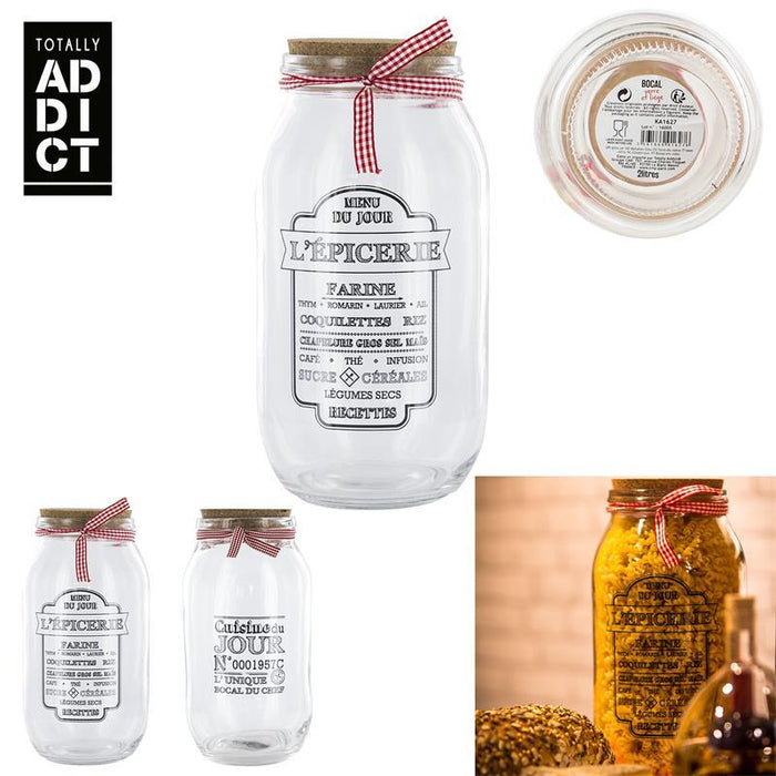 GLASS CONTAINER + CORK TOP 2,000ML