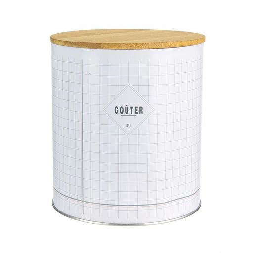 ROUND METAL TIN 13CM WITH WOODEN LID