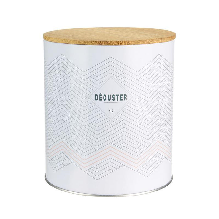 ROUND METAL TIN 13CM WITH WOODEN LID