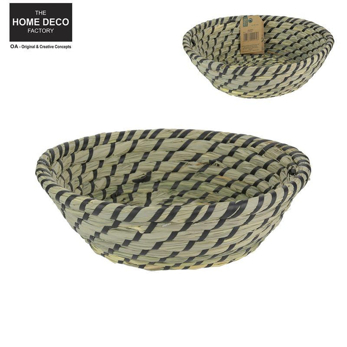 BLACK WOVEN BASKET 25CM