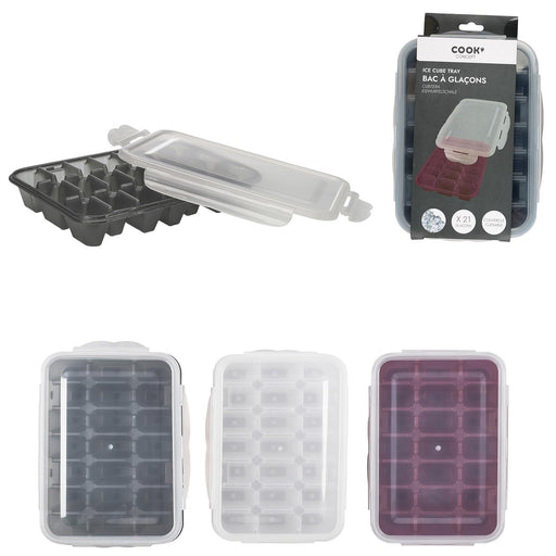 1 piece - ICE CUBE TRAY X21 + AIRTIGHT LID - for color option contact us on 03 46 45 47