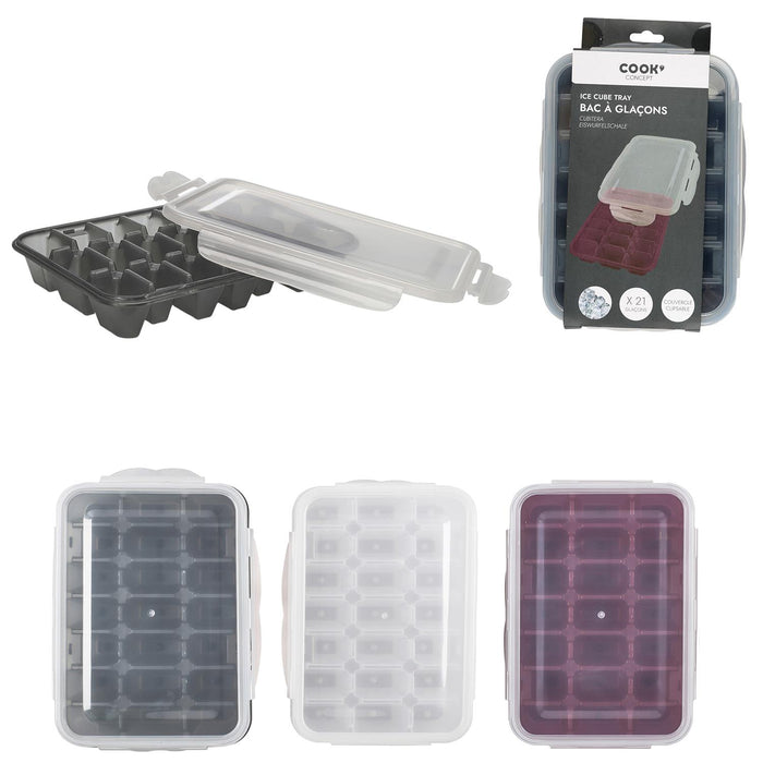 1 piece - ICE CUBE TRAY X21 + AIRTIGHT LID - for color option contact us on 03 46 45 47