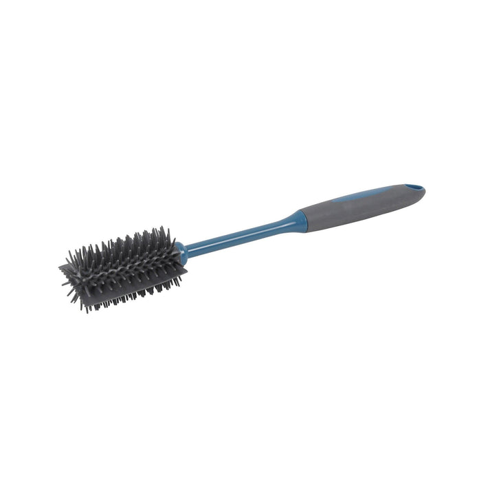 BOTTLE BRUSH, RUBBER BRISTLES26CM BICOLOR ANTHRACITE PEACOCK BLUE