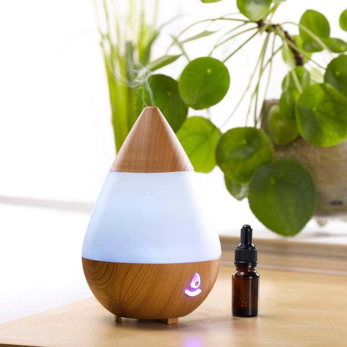 CONE-SHAPED ELECTRIC DIFFUSER 200ml ABS   PP WOOD EFFECT 7 LED COLORS