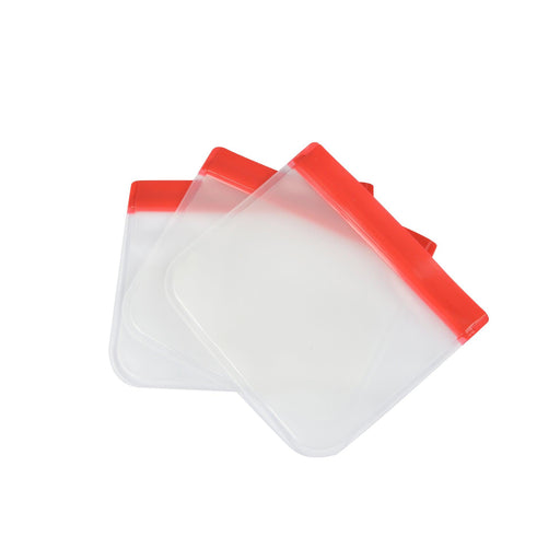 SET OF 3 REUSABLE PEVA FOOD BAGS 0.40L TRANSPARENT