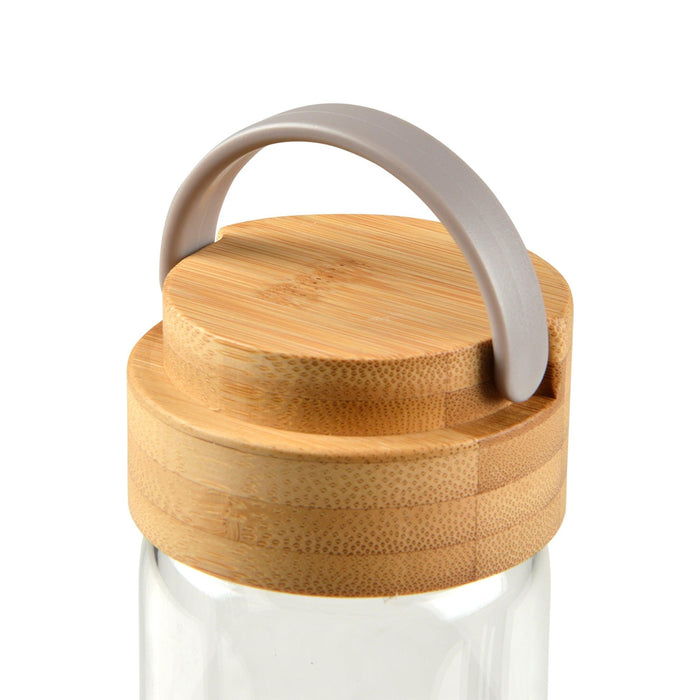 GLASS AND BAMBOO GOURD WITH SILICONE PROTECTION AND HANDLE 0,55L 6,6*H24CM TAUPE