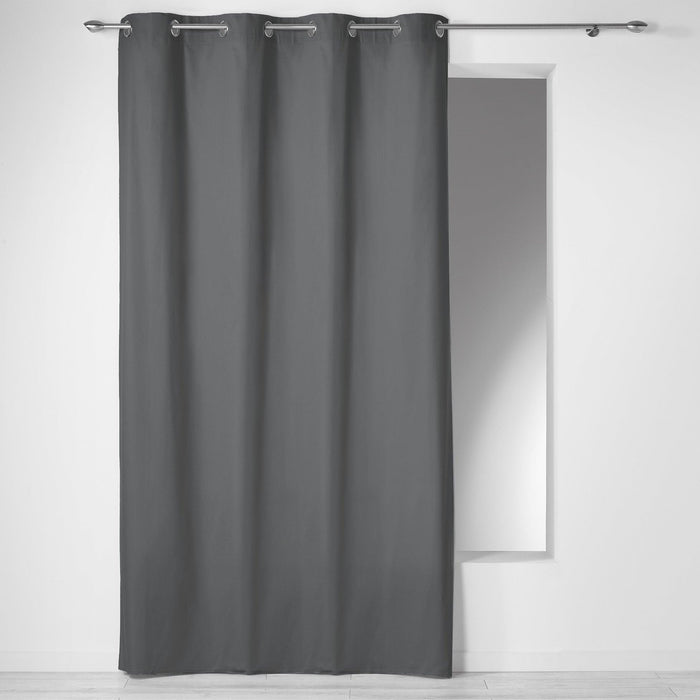 CURTAIN WITH EYELETS 140 x 240 CM PLAIN COTTON PANAMA SLATE GREY