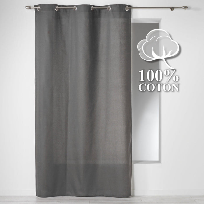 CURTAIN WITH EYELETS 140 x 240 CM PLAIN COTTON PANAMA SLATE GREY