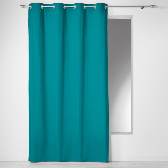 CURTAIN WITH EYELETS 140 x 240 CM PLAIN COTTON PANAMA BLUE