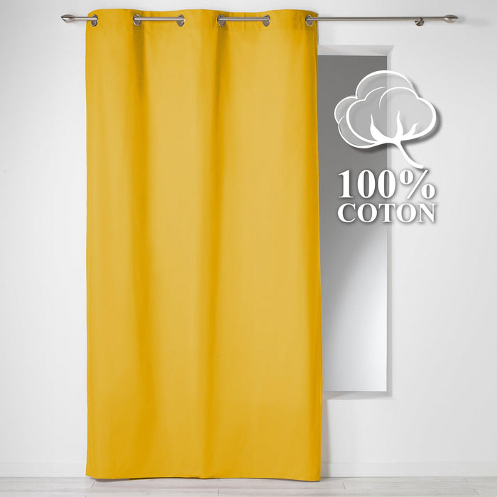 CURTAIN WITH EYELETS 140 x 240 CM PLAIN COTTON PANAMA HONEY