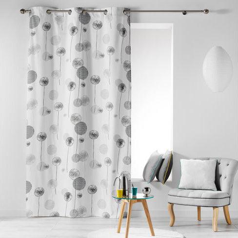 CURTAIN WITH EYELETS 140 x 240 CM PRINTED COTTON TINA GREY