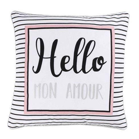 CUSHION COVER +ZIP 40 x 40 CM METALLIC PRINTED COTTON HELLO MON AMOUR