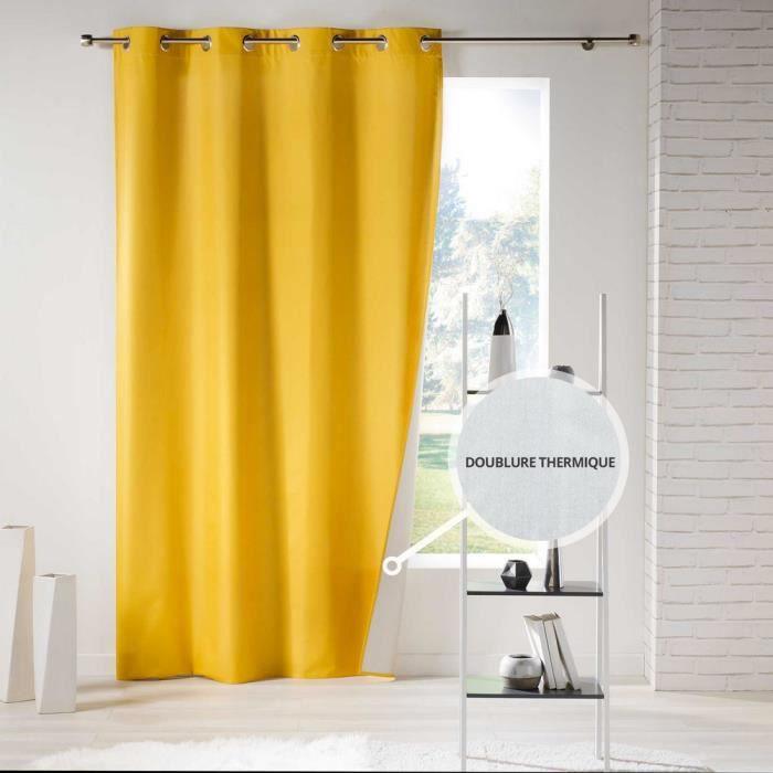 CURTAIN WITH EYELETS 140 x 260 CM PLAIN THERMAL POLYESTER ICEMOUNT YELLOW