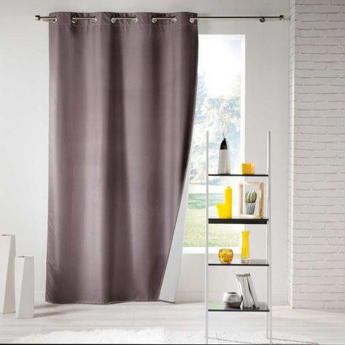 CURTAIN WITH EYELETS 140 x 260 CM PLAIN THERMAL POLYESTER ICEMOUNT TAUPE