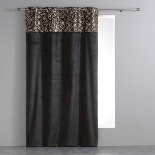 CURTAIN WITH EYELETS 140 x 240 CM VELVET+GOLD PRINTED TOP GRAPHIGOLD BLACK