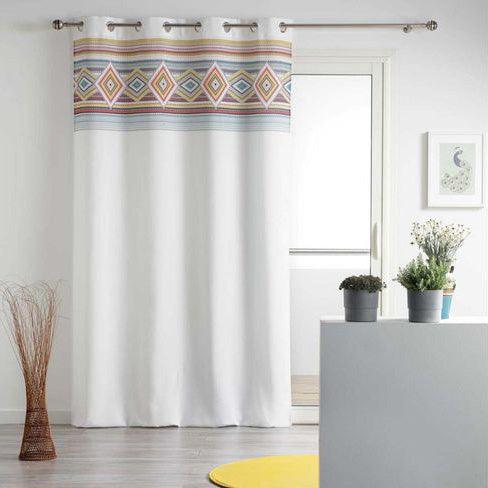 CURTAIN WITH EYELETS 140 x 260 CM PRINTED POLYESTER LUISA WHITE