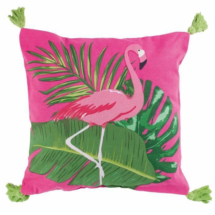 CUSHION POMPOM 40 x 40 CM PRINTED COTTON ZOOTICA PINK