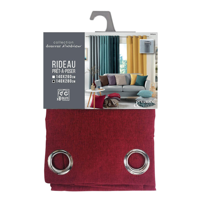 CURTAIN WITH EYELETS 140 x 280 CM PLAIN WOVEN MELIANE RED