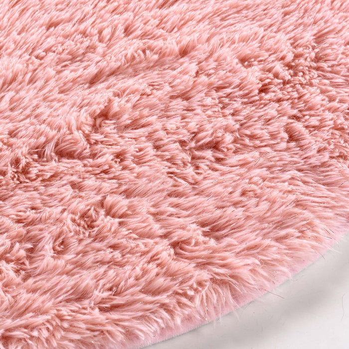 ROUND MAT 90 CM MOCK FUR METALLIC YARN QUEENY PINK