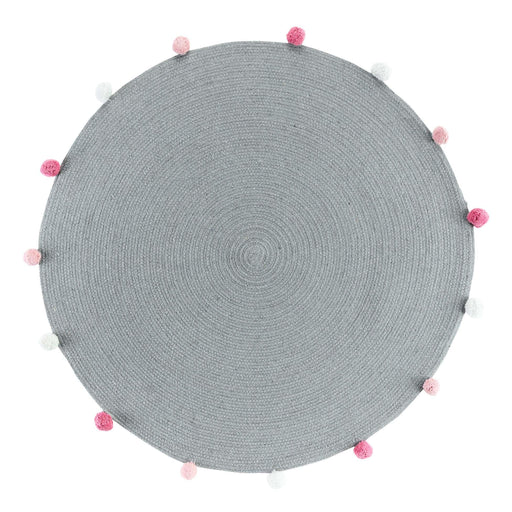 ROUND MAT TASSEL 90 CM PLAIN POLYCOTTON POMPOMPARTY GREY