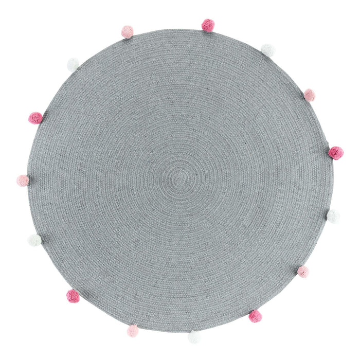 ROUND MAT TASSEL 90 CM PLAIN POLYCOTTON POMPOMPARTY GREY