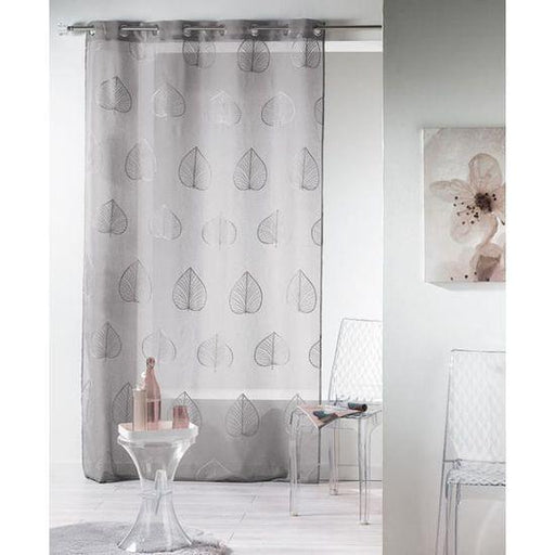 NET CURTAIN WITH EYELETS 140 x 240 CM EMBROIDERED SABLE VOILE PALMY GREY