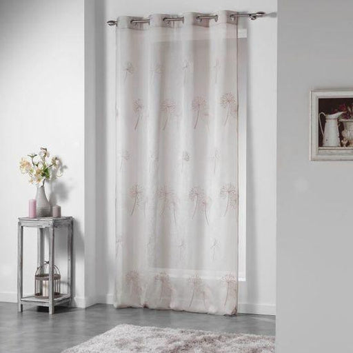 NET CURTAIN WITH EYELETS 140 x 240 CM EMBROIDERED SABLE VOILE EVA HAZELNUT