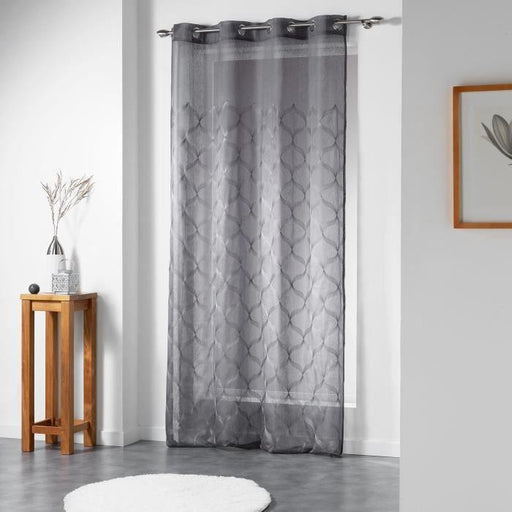 NET CURTAIN WITH EYELETS 140x240 EMBROIDERED SABLE VOILE ORIENTIS CHARCOAL GREY