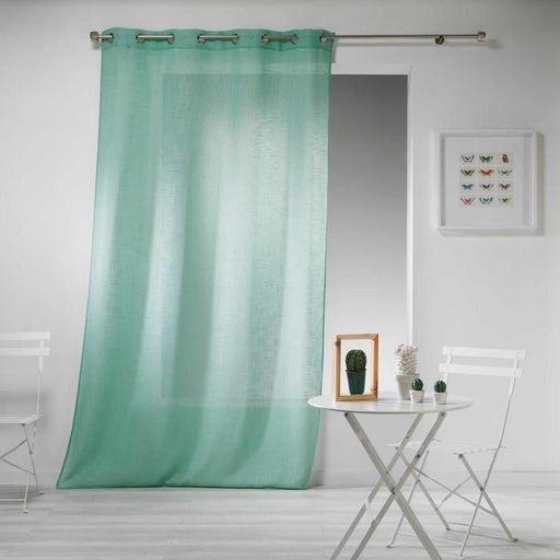 NET CURTAIN WITH EYELETS 140 x 240 CM LINEN EFFECT WOVEN HALTONA MINT