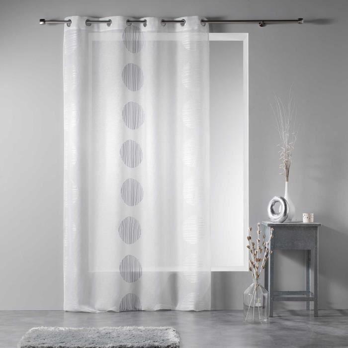 NET CURTAIN WITH EYELETS 140 x 240 CM EMBROIDERED SABLE VOILE RONDINA WHITE/GREY