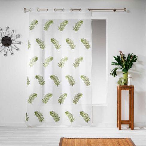 NET CURTAIN WITH EYELETS 140 x 240 CM EMBROIDERED SABLE VOILE DOUCE GREEN