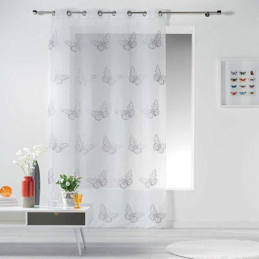 NET CURTAIN WITH EYELETS 140 x 240 CM EMBROIDERED SABLE VOILE PAPILLONA GREY