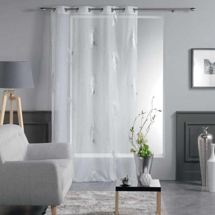 NET CURTAIN WITH EYELETS 140x240 CM METALLIC PRINTED VOILE SENSALIA WHITE/SILVER