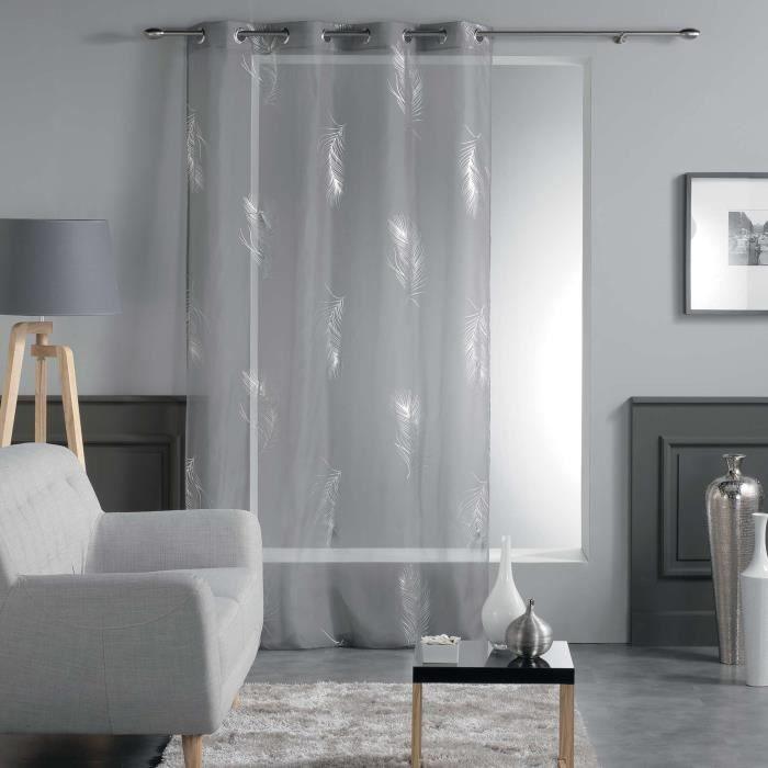 NET CURTAIN WITH EYELETS 140x240 CM METALLIC PRINTED VOILE SENSALIA GREY/SILVER