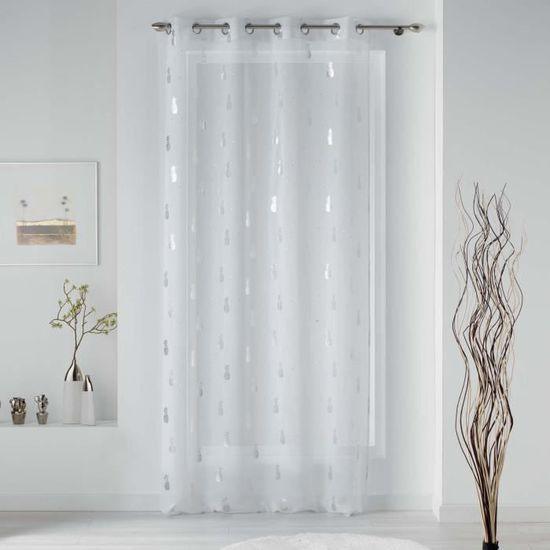 NET CURTAIN WITH EYELETS 130x240 VOILE SABLE METALLIC PRINTED SAMBA WHITE/SILVER