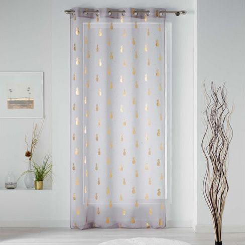 NET CURTAIN WITH EYELETS 130x240 CM VOILE SABLE METALLIC PRINTED SAMBA GREY/GOLD