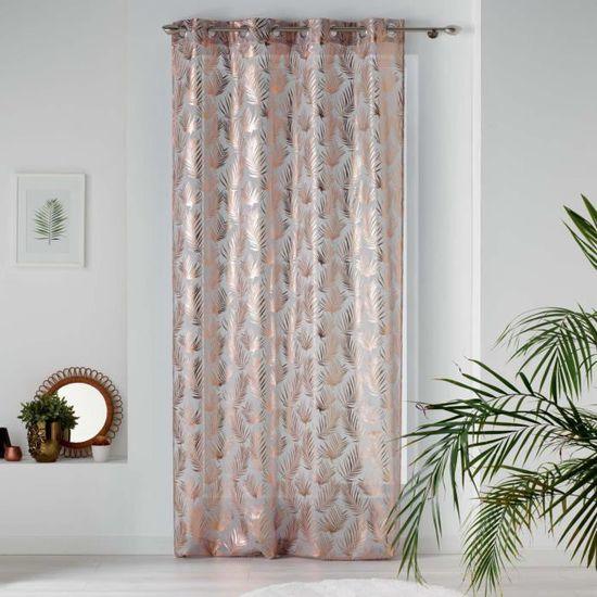 NET CURTAIN WITH EYELETS 130x240 VOILE SABLE METALLIC PRINT KOLZA GREY/PINK GOLD