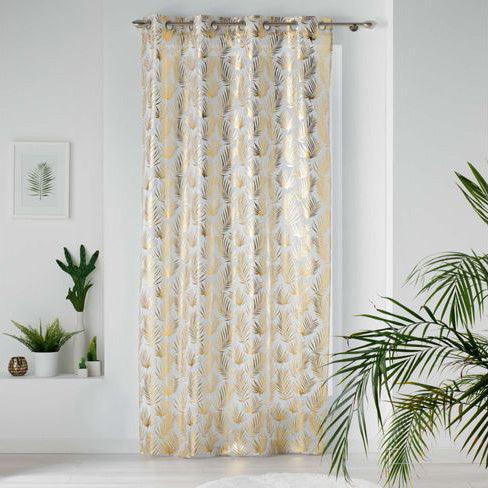 NET CURTAIN WITH EYELETS 130x240 VOILE SABLE METALLIC PRINTED KOLZA WHITE/GOLD