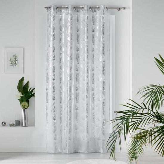 NET CURTAIN WITH EYELETS 130x240 VOILE SABLE METALLIC PRINTED KOLZA WHITE/SILVER