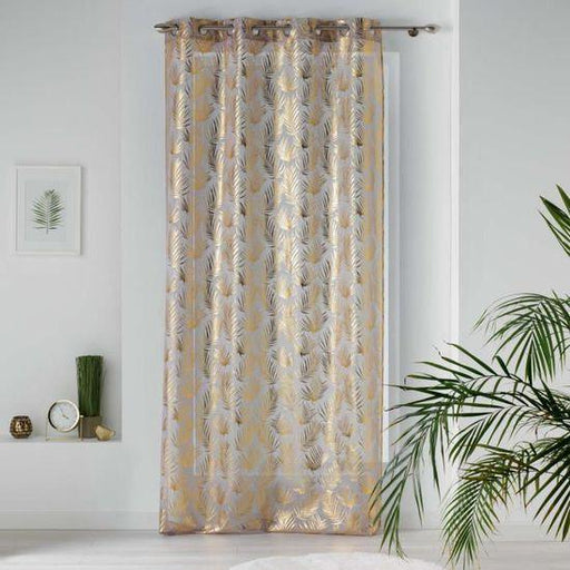 NET CURTAIN WITH EYELETS 130x240 CM VOILE SABLE METALLIC PRINTED KOLZA GREY/GOLD