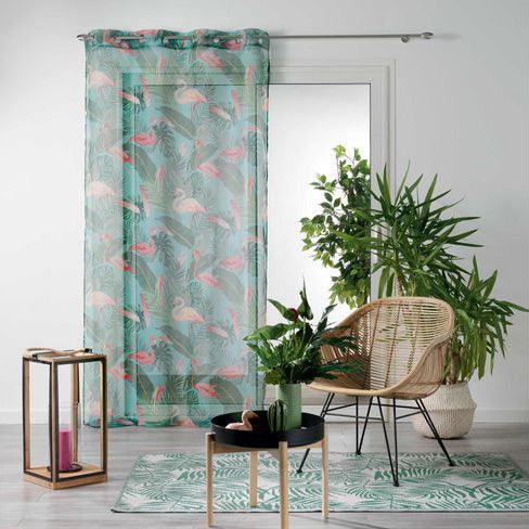 NET CURTAIN WITH EYELETS 140 x 240 CM TRANSFER PRINT VOILE ZOOTICA TURQUOISE