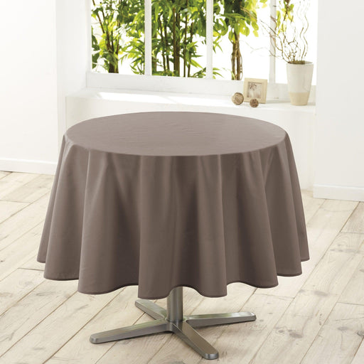 ROUND TABLECLOTH 180 CM PLAIN POLYESTER ESSENTIEL TAUPE