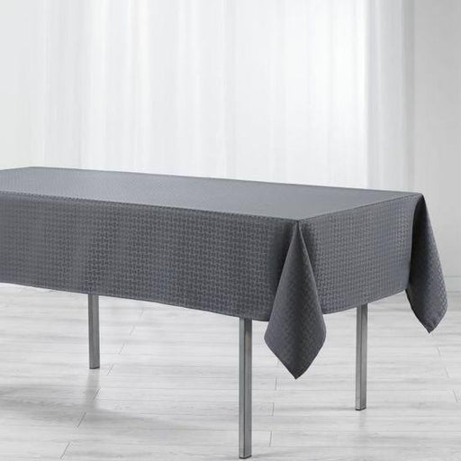 RECTANGLE TABLECLOTH 140 x 250 CM DAMASK JACQUARD MAILLON CHARCOAL GREY