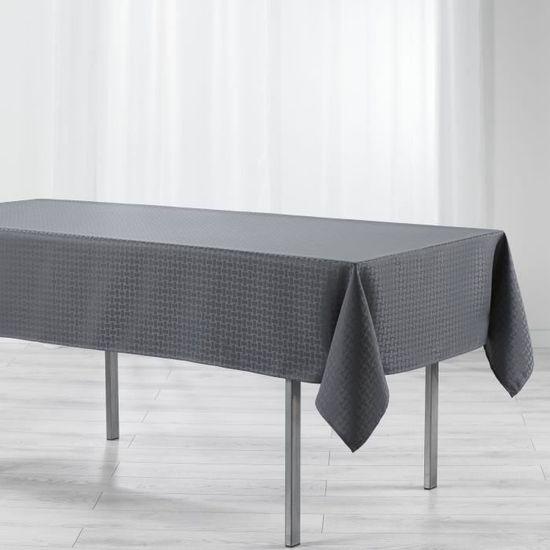 RECTANGLE TABLECLOTH 140 x 300 CM DAMASK JACQUARD MAILLON CHARCOAL GREY