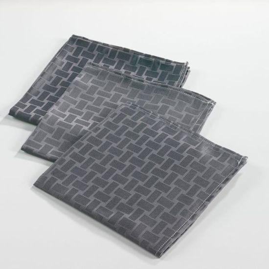 3 TABLE NAPKINS 40 x 40 CM DAMASK JACQUARD MAILLON CHARCOAL GREY