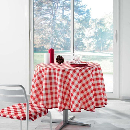 ROUND TABLECLOTH (0) 180 CM PRINTED POLYESTER VICHY RED