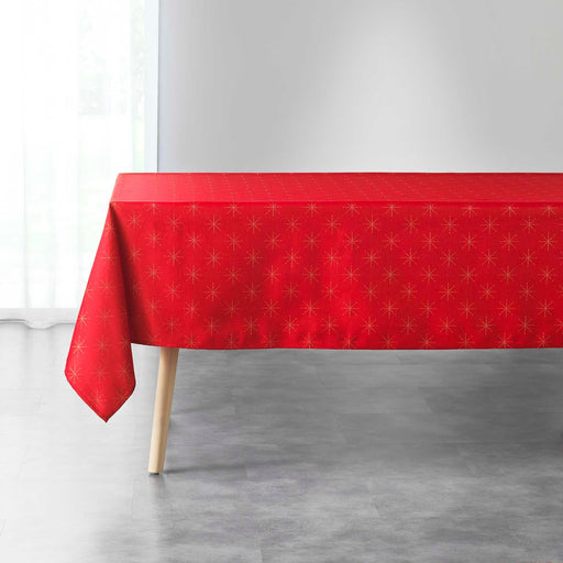 RECTANGLE TABLECLOTH 140 x 300 CM JACQUARD METALLIC THREADING ETOILES RED GOLD