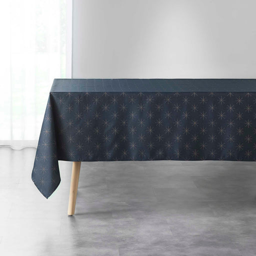 RECTANGLE TABLECLOTH 140x300 JACQUARD METALLIC THREADING ETOILES NAVY BLUE GOLD