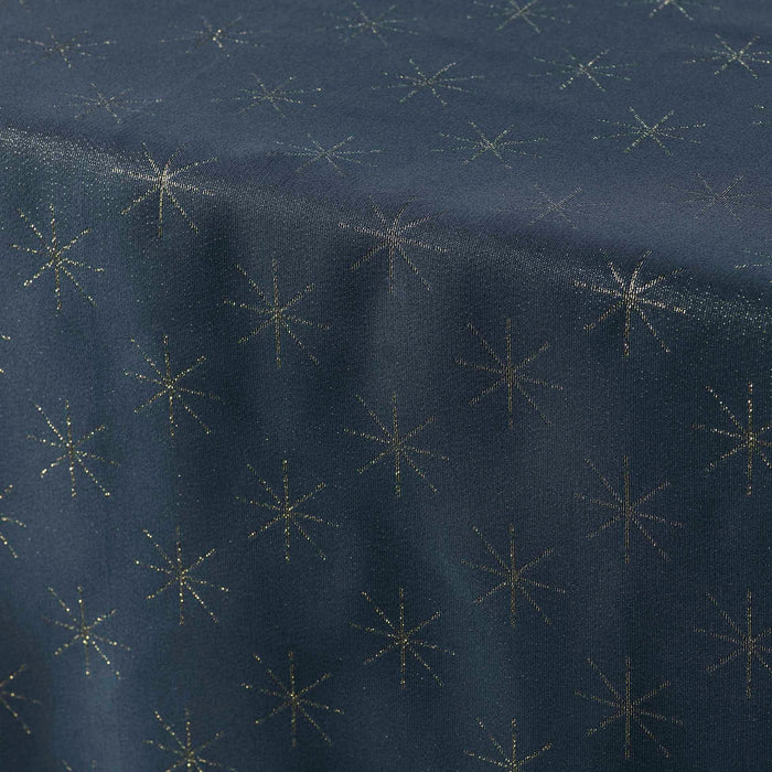 RECTANGLE TABLECLOTH 140x300 JACQUARD METALLIC THREADING ETOILES NAVY BLUE GOLD