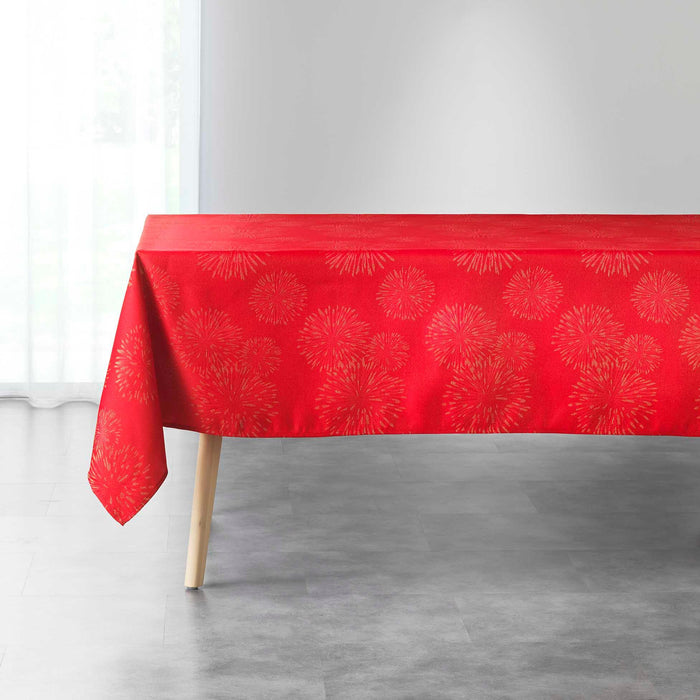 RECTANGLE TABLECLOTH 140 x 300 CM JACQUARD METALLIC THREADING ARTIFICE RED GOLD